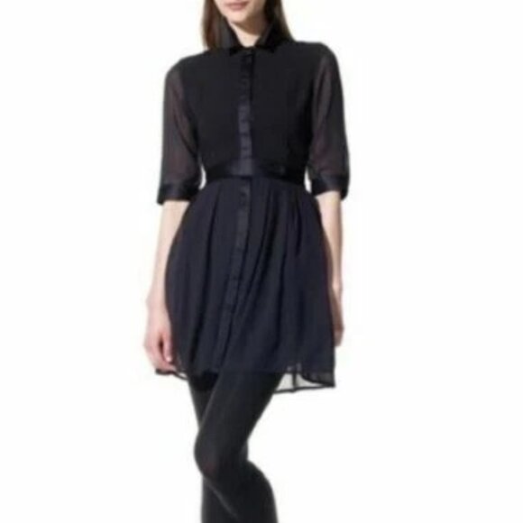 Jonathan Saunders Black Sheer Tuxedo Dress Size 11 Juniors, fits Women’s Medium - Picture 1 of 16